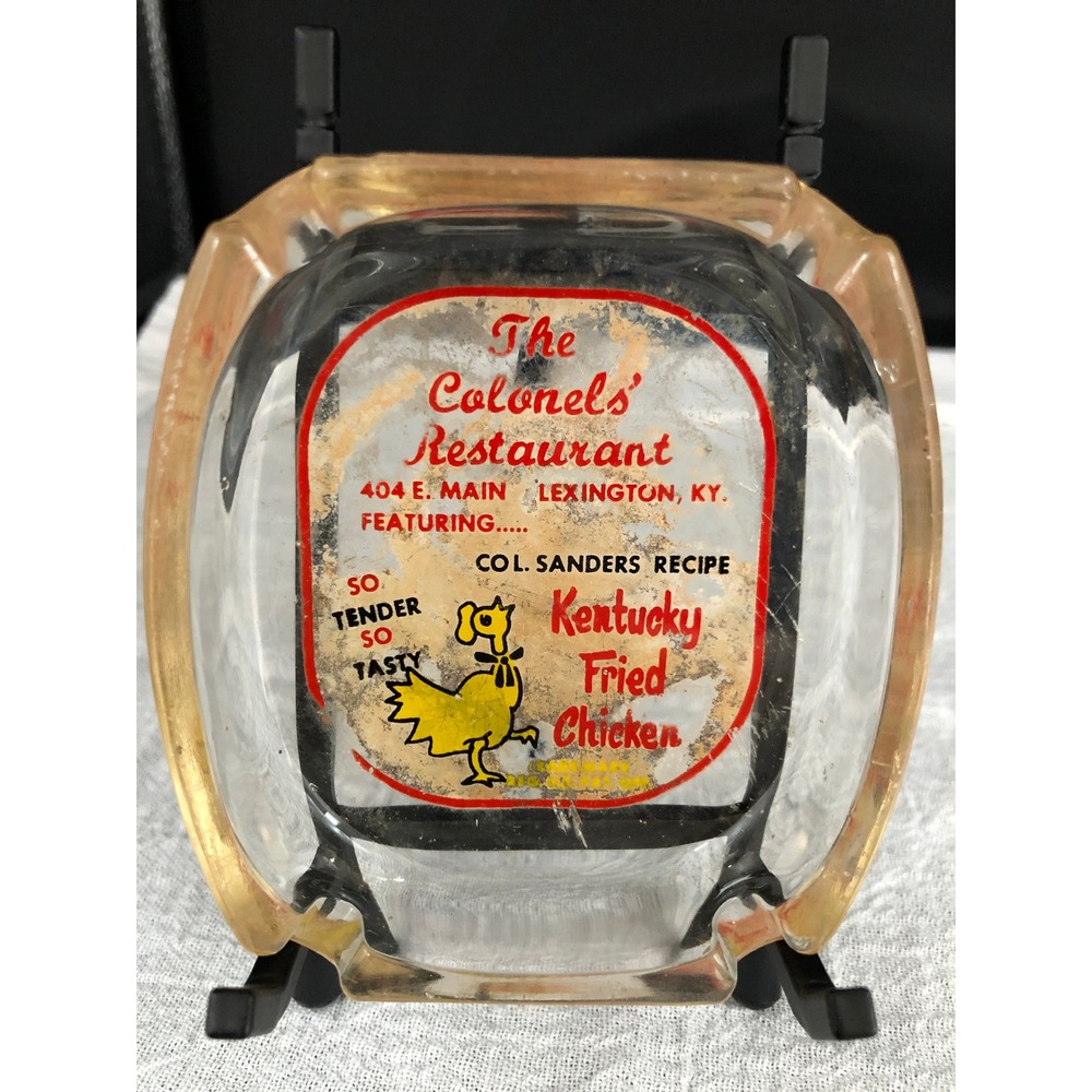 VTG 50s KFC Kentucky Fried Chicken Glass Ashtray The Colonels Restaurant KY RARE